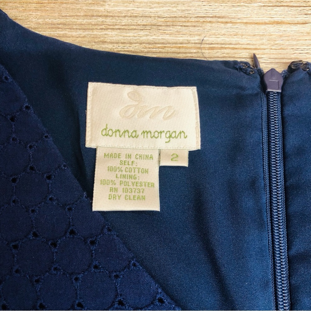 Donna Morgan Navy Eyelet Shift Dress - Picture 12 of 16